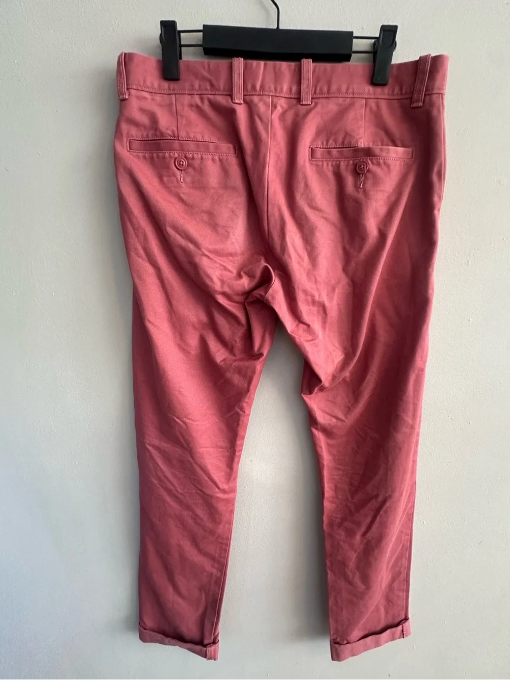 J.Crew Essential Men’s Coral Pink Chino Pants W30 L32 Straight Fit Cuffed Salmon